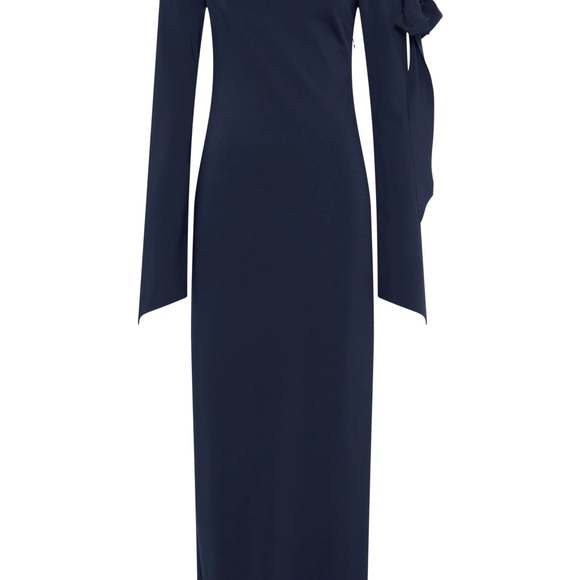 Meshki Nicola One Shoulder Crepe Maxi Dress - Dark Navy - Picture 9 of 9